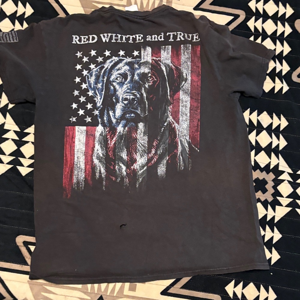 Patriotic Dog Graphic T-Shirt - Black